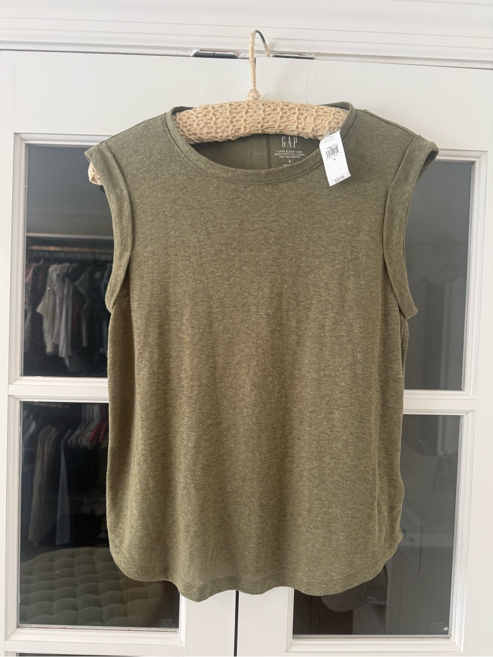 GAP Olive Green Cap-Sleeve Crewneck Tank